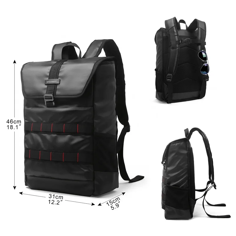 BAGSMART Новый PU кожаный рюкзак для ноутбука 15 6 дюймов Сумка модные путешествия