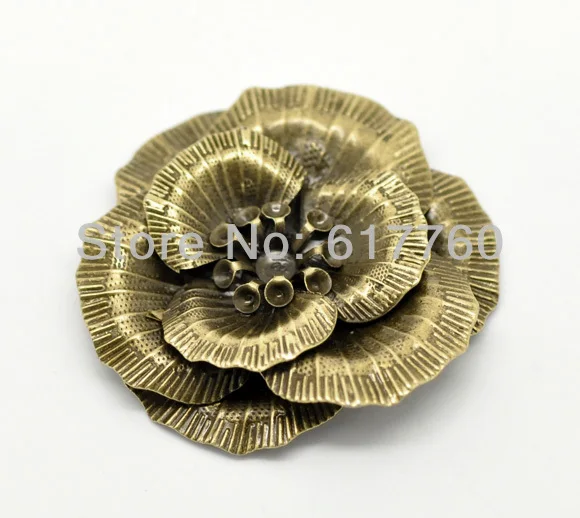 Бесплатная shipping-10Pcs античное бронзовое Филигранное украшение цветами ювелирное