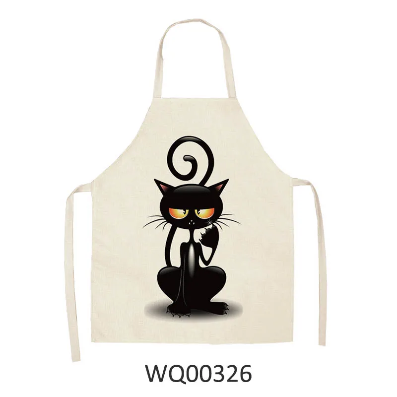 WQ00326 Кухонный Фартук с милым рисунком кота из мультфильма, водонепроницаемый фартук из хлопка и льна, легко чистится, инструменты для дома, 12 стилей на выбор - Color: WQ00326