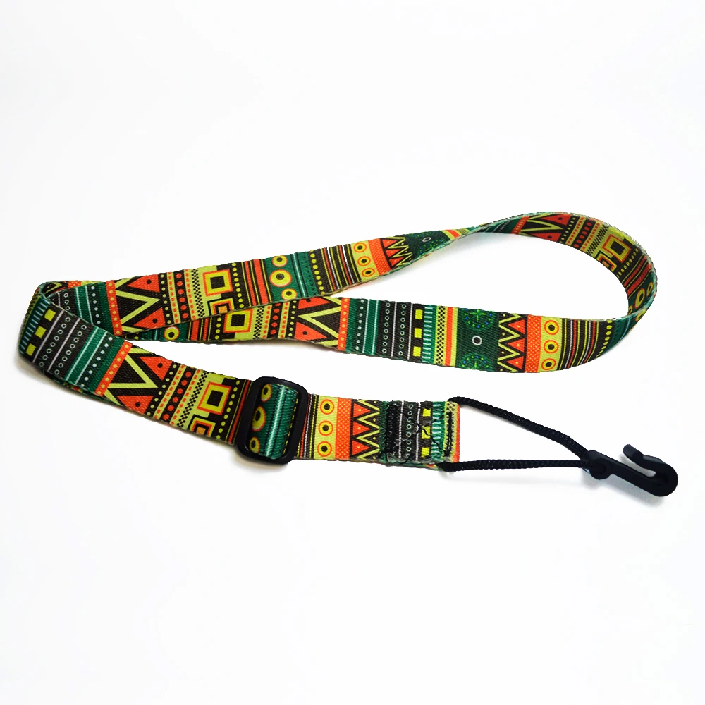 

Bohemian Pattern Ukulele Strap Colorful Adjustable Uku Belt Design With Hook