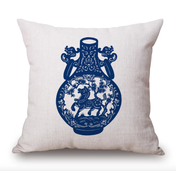 Китайская синяя и белая фарфоровая ваза наволочки для подушек льняные подушки