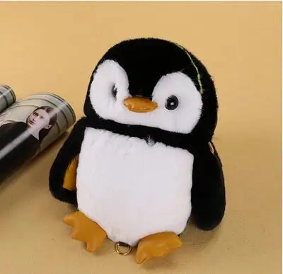 black Wenjie brother penguin Детская сумка из искусственного меха, детские сумки через плечо, сумка-мессенджер, сумка на плечо с милым кроликом для девочки - Цвет: black