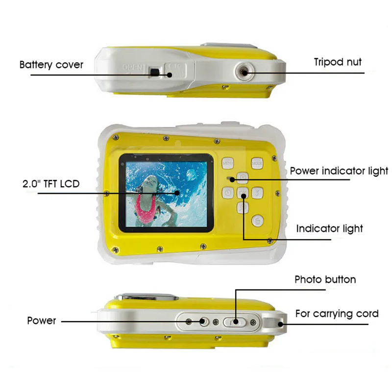 HD Mini 12M 32G LCD мультяшная камера детский подарок на день рождения подводная