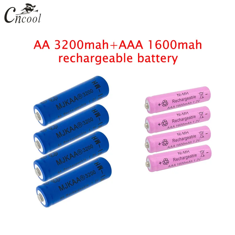20 шт AA 3200 mAh Ni MH аккумуляторные батареи + AAA 1600 батареи|Перезаряжаемые батареи| |