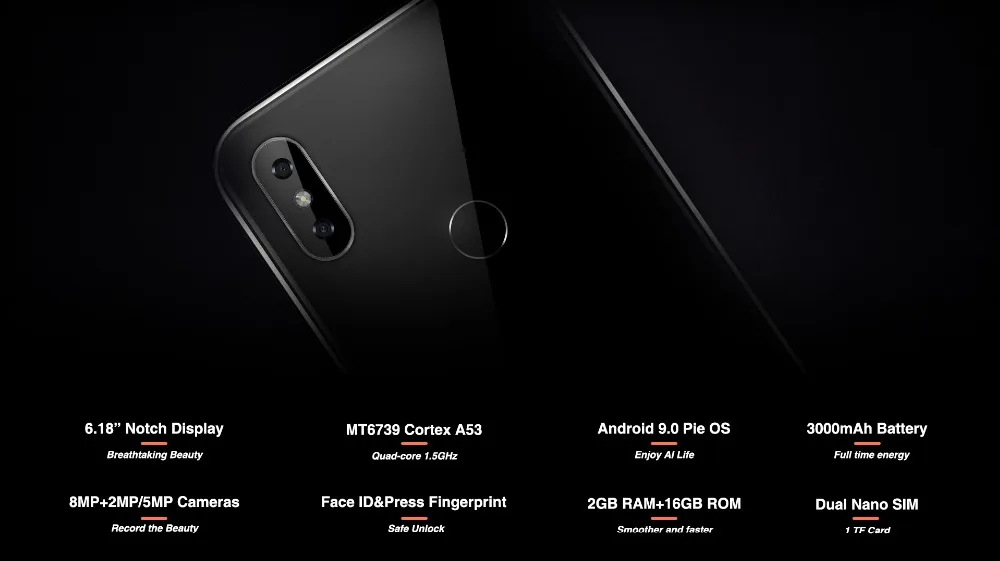 OUKITEL C13 Pro 5G/2,4G wifi 6,1" 19:9 2 ГБ 16 ГБ Android 9,0 мобильный телефон MT6739 Четырехъядерный 4G LTE смартфон распознавание лица отпечатков пальцев