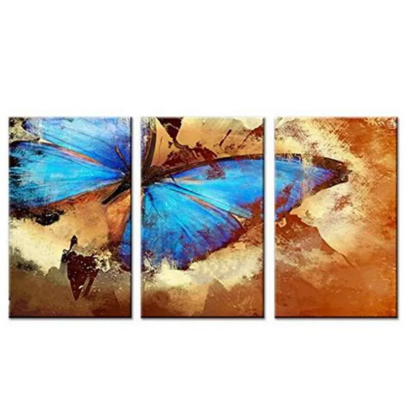 

100% Hand Painted Modern Abstract Oil Painting on Canvas Blue Butterfly Acrylic Paintings Home Decor Wall Art As Unique Gifts