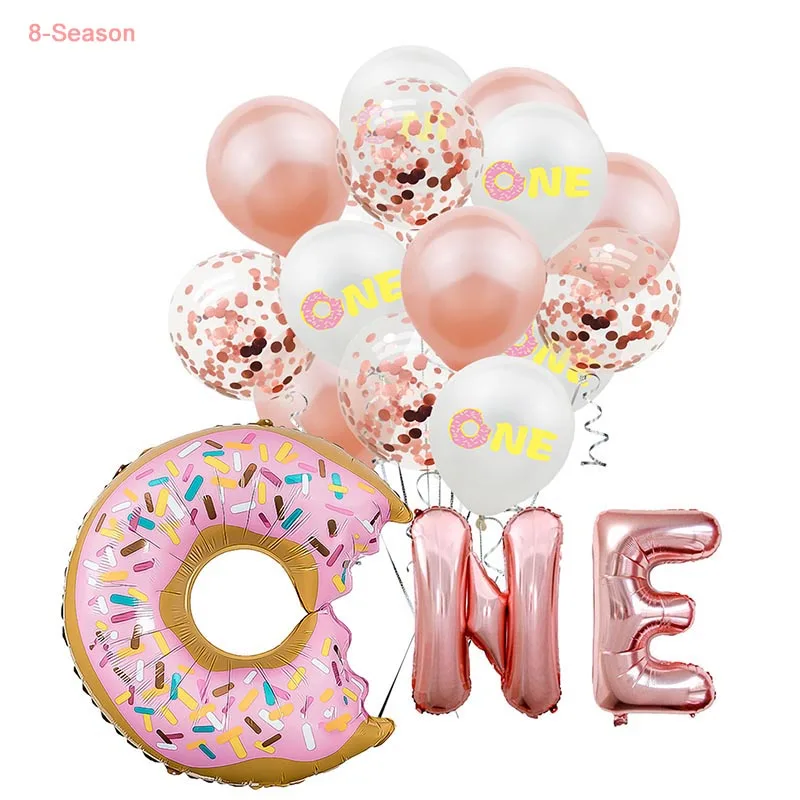 

8-Season Sweet Donut One Boy Girl 1st Birthday Balloons Oh Baby Party Decoration One Year Donut Grow Up Birthday Party Supplies