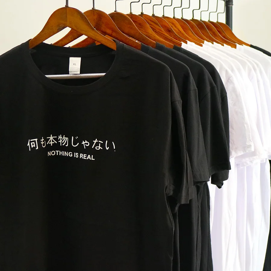 Футболка «Nothing Is Real», Harajuku, японские забавные хлопковые топы с принтом букв, дышащие хлопковые хипстерские футболки, Прямая поставка