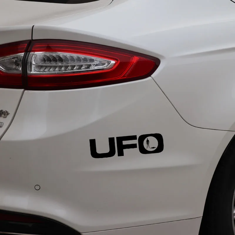 

YJZT 13.7CM*3.7CM UFO Car Sticker Personality Vinyl Decal Black/Silver C3-0521
