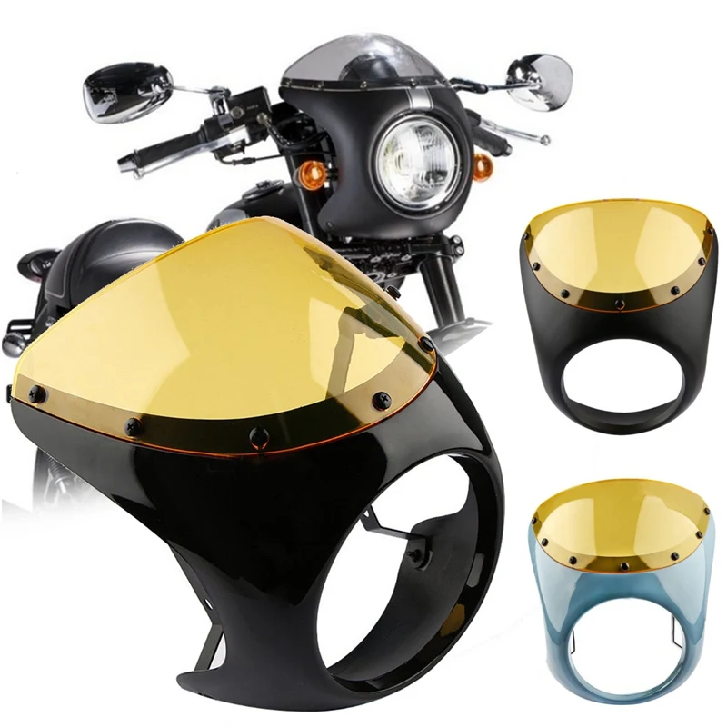 7-дюймовый универсальный декоративный защитный Cafe Racer рулевая фара обтекатель ветрового стекла экранная фара лампа комплект подходит