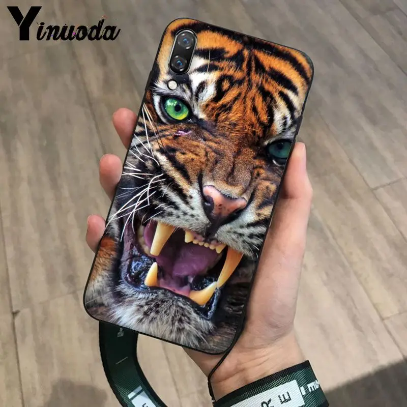 Yinuoda Тигр Леопардовый принт пантера Черный силиконовый чехол для телефона Huawei P9
