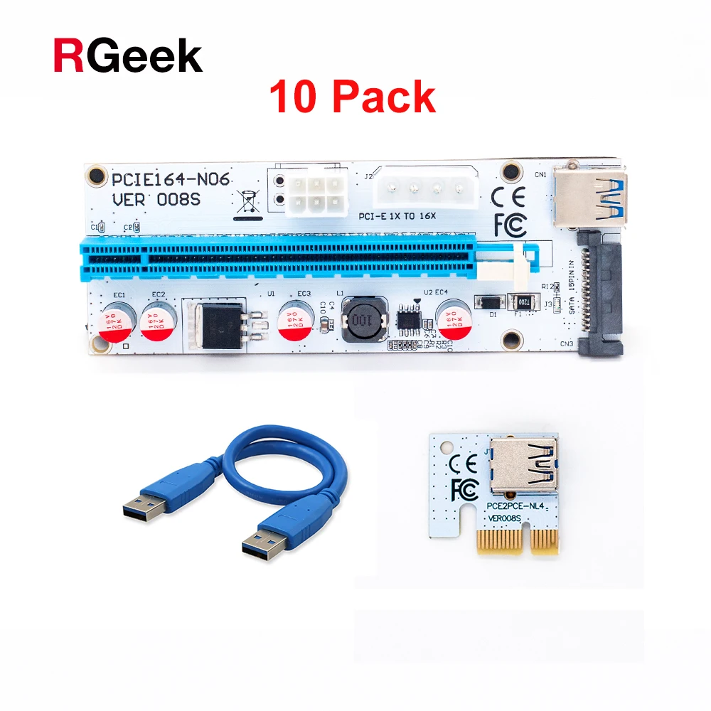 10 шт. Белый 3 в 1 4 Pin 6 sata PCI E Express 1X 4x 8x 16x расширитель USB Riser 008S адаптер карта для BTC