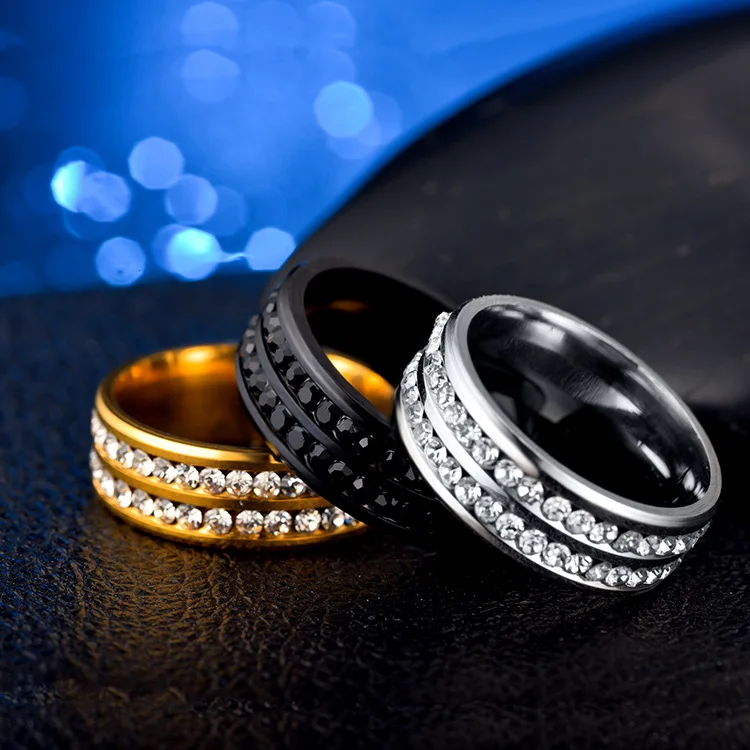 Stainless steel ring for men and women double line jewelry wholesale