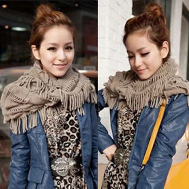 2018 новый зимний однотонный шарф для женщин осень зима кисточки толстый теплый