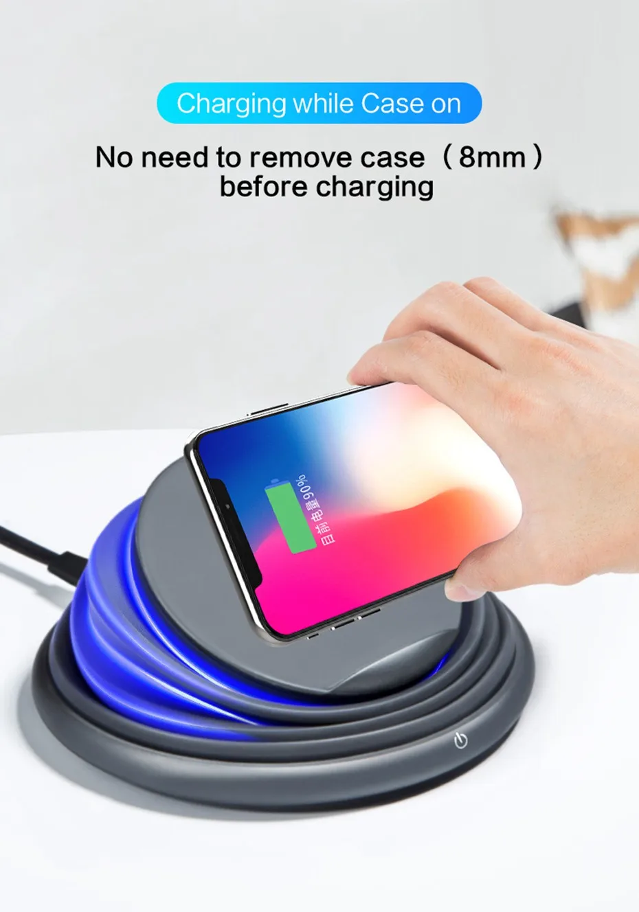 LIGNCHEN светодиодный светильник 10 Вт Qi Беспроводное зарядное устройство для samsung S8 S9/S9+ Note 9 8 быстрая Беспроводная зарядка для iPhone X XS Max XR 8 Plus