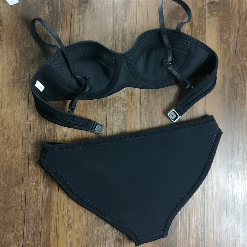 Женский купальник-бикини бикини из неопрена с треугольным вырезом вязаный