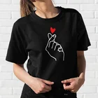 Женская футболка с короткими рукавами и графическим принтом жесты любви, 100% хлопок
