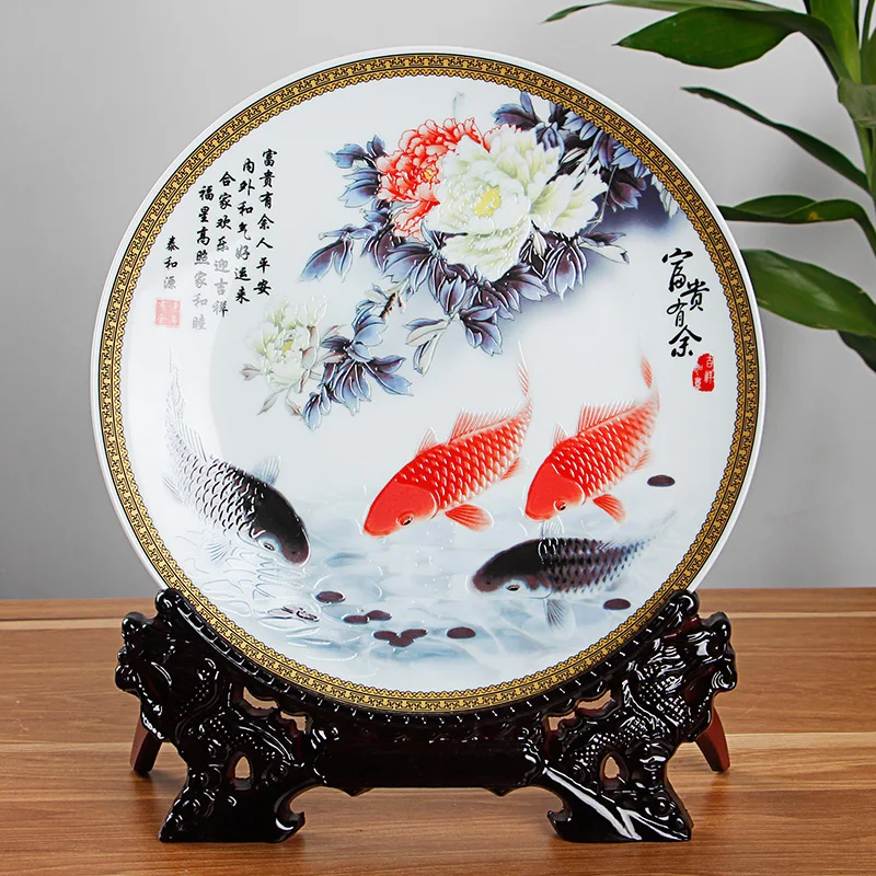 Jingdezhen Ceramic Landscape Fish Horse Porcelain Decorative Plate Metope For Living Room Hotel | Дом и сад
