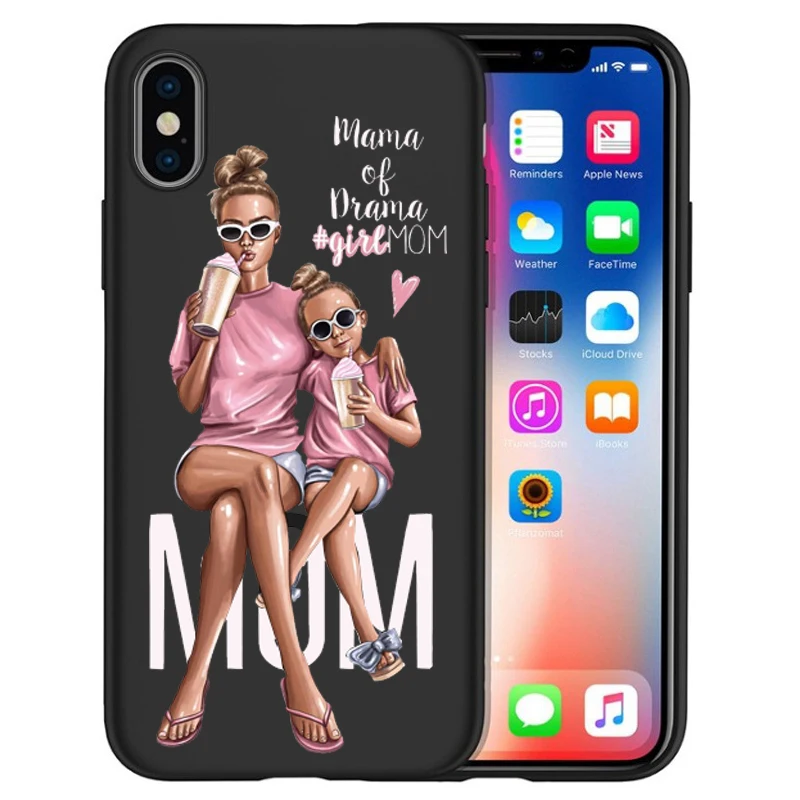 Чехол для iPhone X, модный, супер мама, девочка, для Iphone 5, 5S, 6, 6 S, 7, 8 Plus, X, XS, Max, XR, мягкий силиконовый чехол, Etui