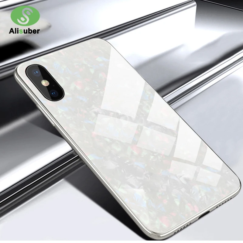 Alisuber Anti-Knock Tempered Glass Phone Cases For iPhone X 8 7 6 6S Plus Soft Edge Marble Stone Pattern Back Cover Case |