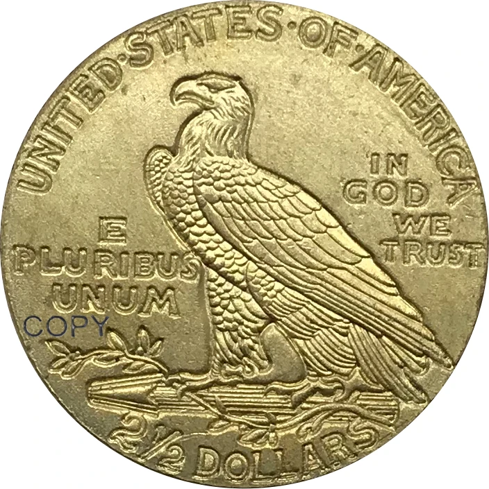 1929 США 2 1/2 доллара = 1/4 орла (2 5 доллара) золотые монеты коллекционные латунные