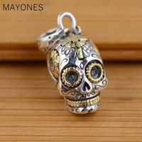 100 real 925 sterling silver skull pendant thai silver antique style cool personality gothic skeleton pendants for women