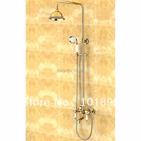 l15855 luxury wall mounted gold color brass rainfall shower column