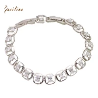 fashion bracelets for female 2021 charm bracelets bangles oval white cubic zirconia silver color bracelet 20cm 7 87 inch b389