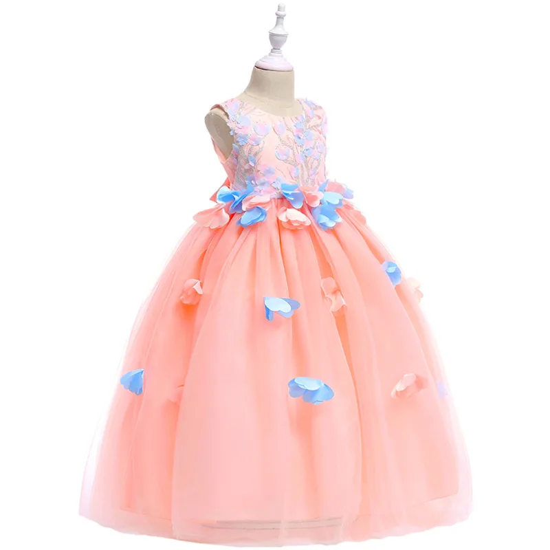 Flower Girl Princess Dress 2018 New Cute Party Kids Dresses For Girls Wedding Gown Long Children Prom Teen Costume | Детская одежда и