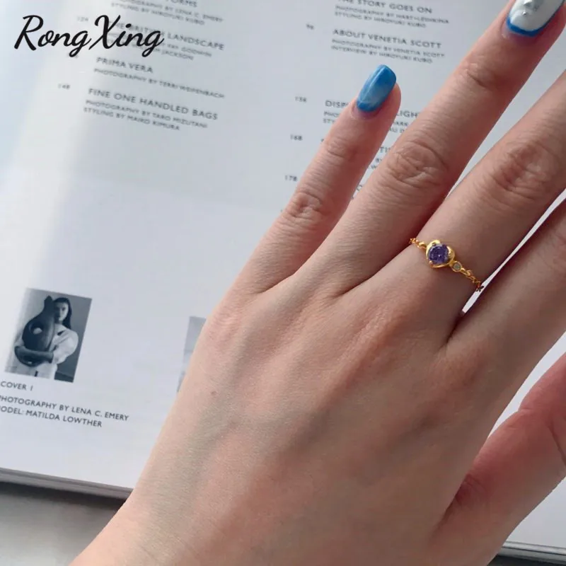 RongXing индивидуальные фиолетовые круглые циркониевые Регулируемые кольца для