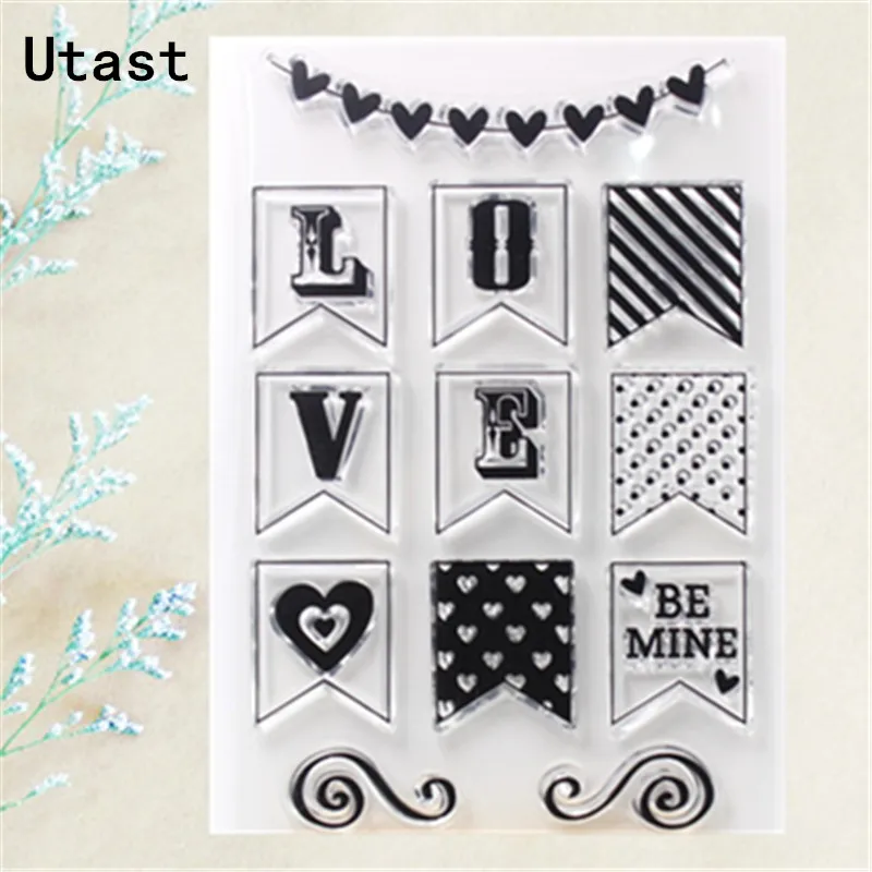 Love Banner Flag Clear Silicone Stamps /Transparent Rubber Stamp for DIY Scrapbooking /Photo Album Decorative Craft Making | Дом и сад