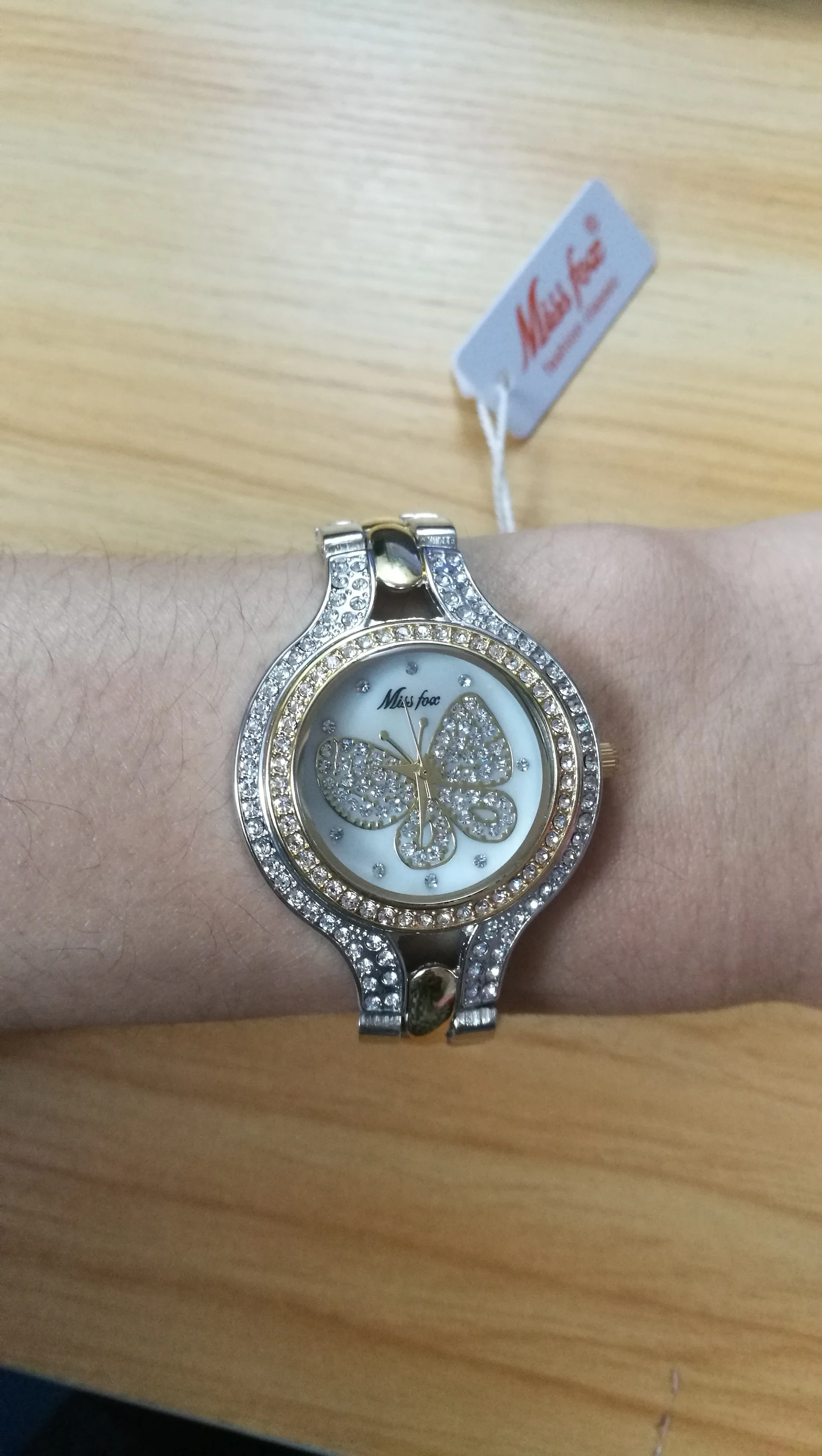 Часы бабочки женские из нержавеющей стали модные золотистые наручные с