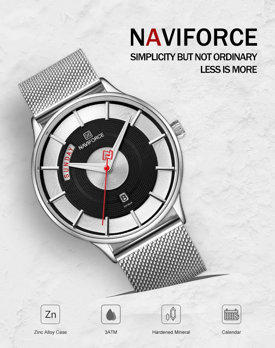 NAVIFORCE, новинка, Топ бренд, Роскошные мужские часы, мужские часы, кварцевые часы, мужские спортивные наручные часы со стальным сетчатым ремешком, relogio masculino