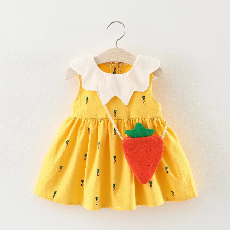 Summer New Girl Cotton Dress Cartoon Bag 1-3 sleeveless Printed | Детская одежда и обувь