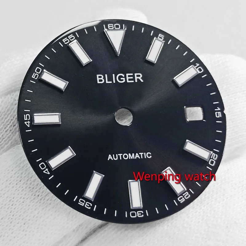 Bliger 29 2 мм 1 шт. стерильный ярко синий/белый/черный циферблат подходит для ETA 2836/2824