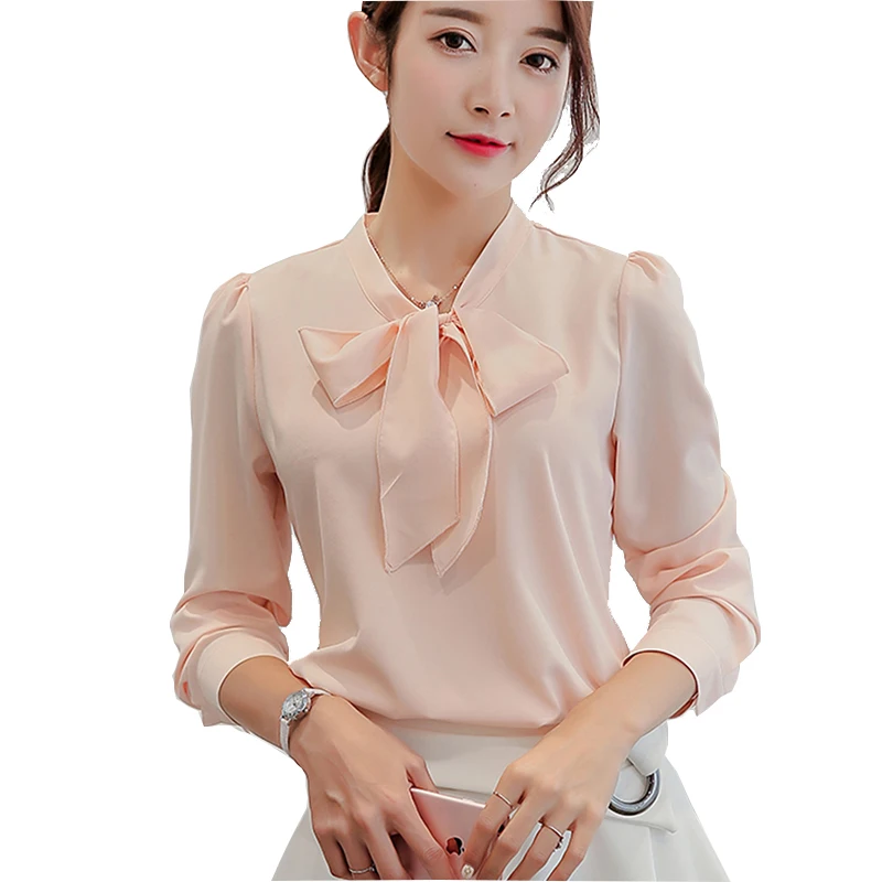 shirt Chiffon Women Blouse Business 2019 New Casual Women's brand Long Sleeved Shirts Slim Female Excellent Quality large | Женская