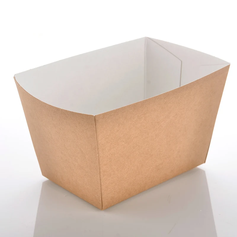 Модная квадратная коробка для картофеля фри из крафт бумаги одноразовые жареные