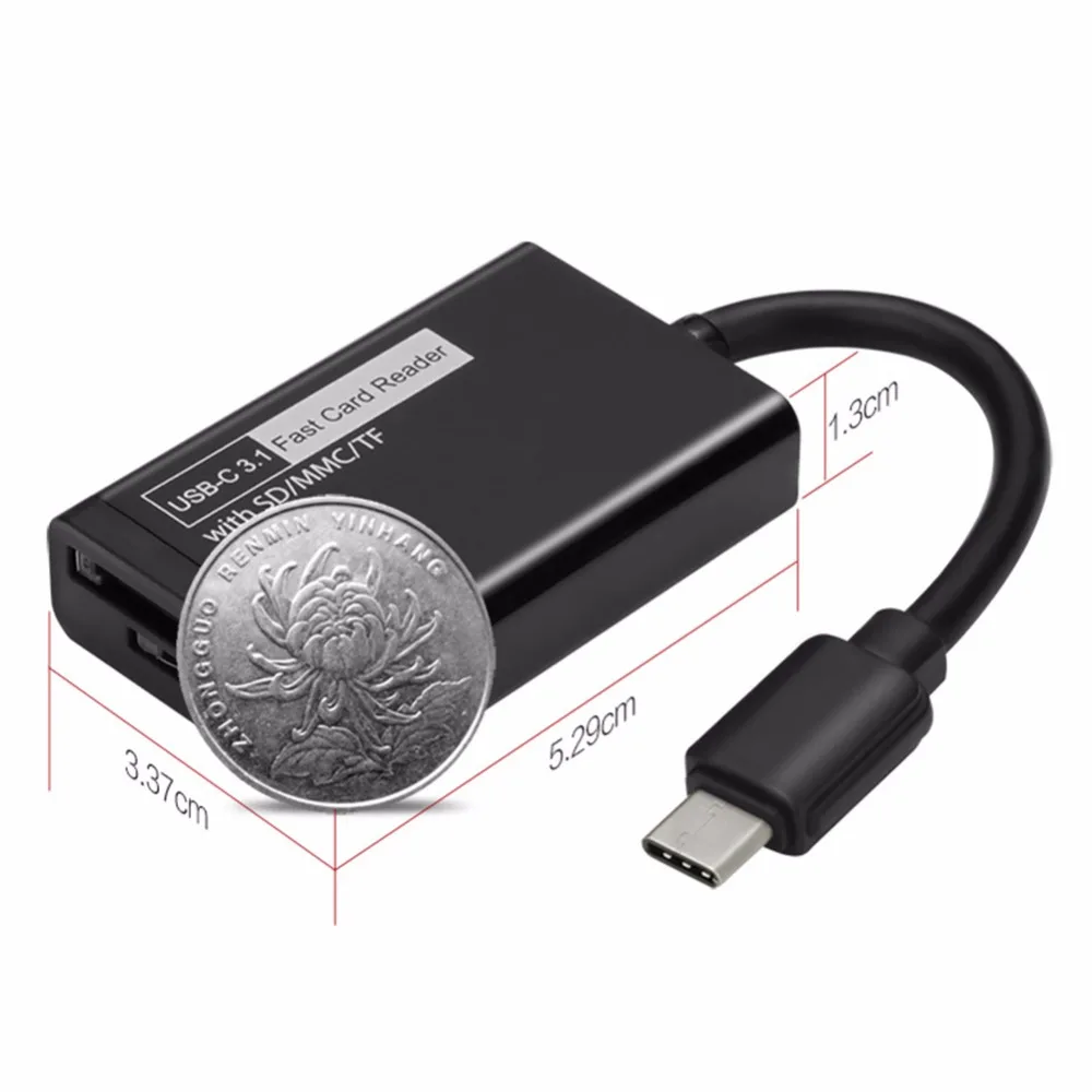Superspeed USB 3 0 Стандартный (5 Гбит/с) Type C OTG кардридер с двумя слотами для карт памяти