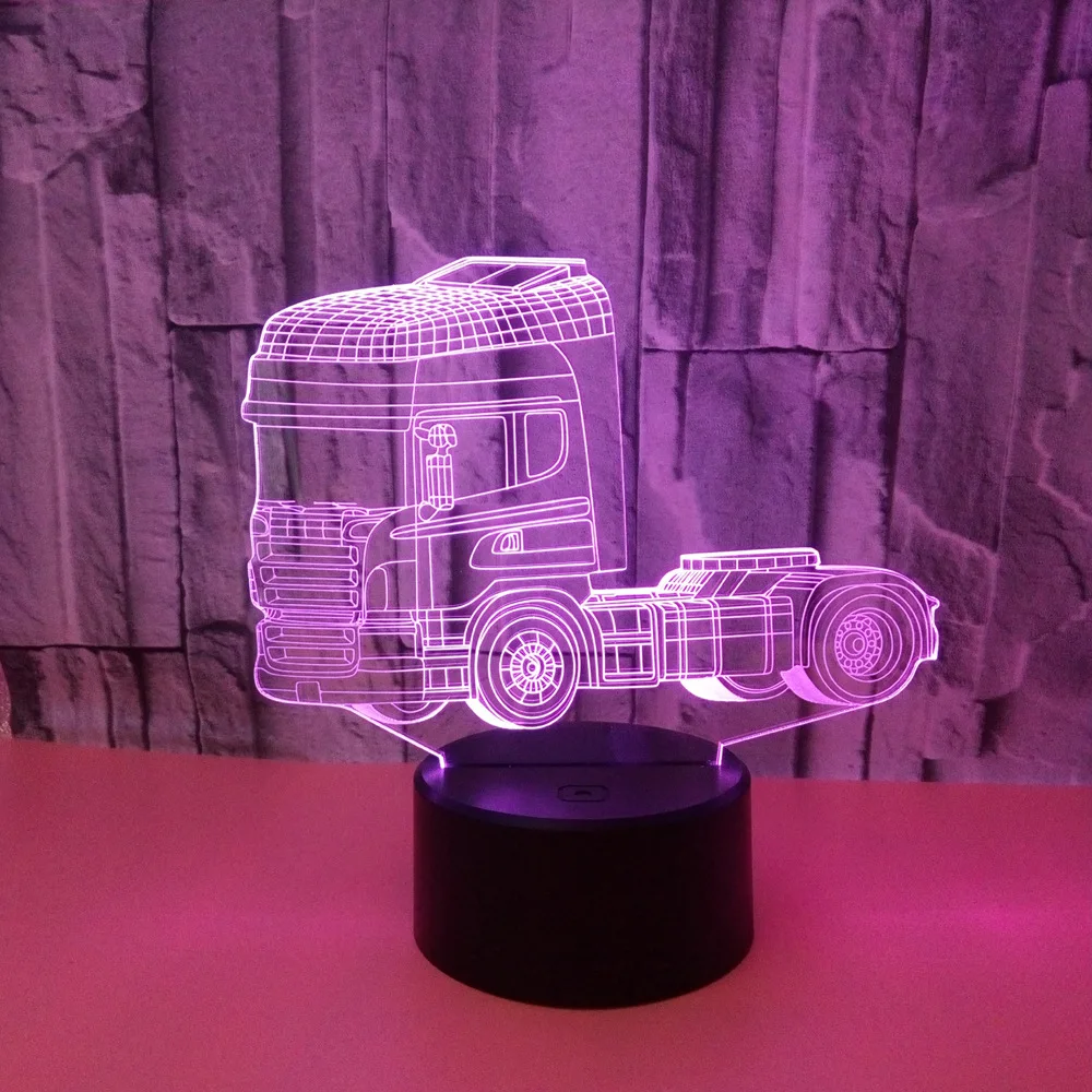 Новый грузовик 3d Ночник светильник акриловый Usb лампа Luminaria De Mesa Powerbank Led