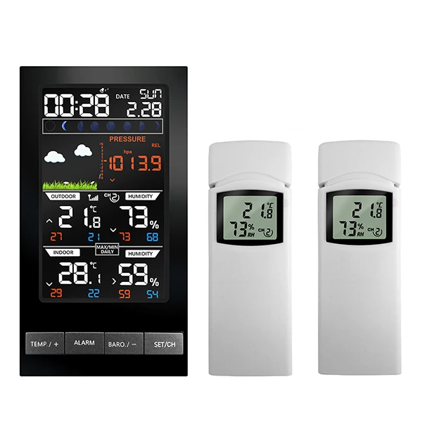 2pcs Outdoor Sensor Погодная станция Крытый Открытый датчик температуры гигрометр mmHg барометр часы погоды Красочные ЖК-дисплей - Цвет: 2pcs Outdoor Sensor