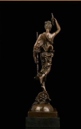 Art Deco Sculpture Beautiful Woman Goddess Girl Hold Trump Bronze Statue Signed | Statues &amp Sculptures