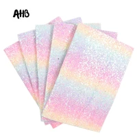 ahb glitter synthetic leather fabric gradient rainbow chunky glitter faux leather wedding decoration handmade bow materials