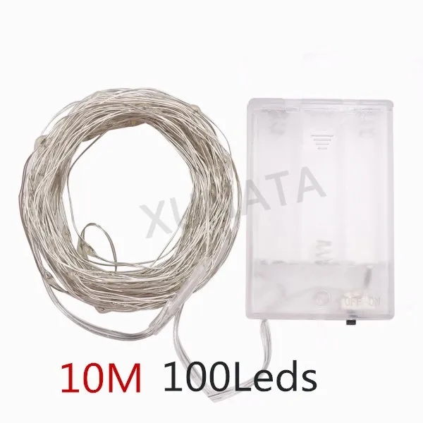 Battery 10m AA батарея USB светодиодный струнный светильник, серебристый провод, сказочный свет, светодиодный светильник, Рождественская Свадебная вечеринка, украшение, Рождественский свет 1 м 2 м 5 м - Испускаемый цвет: Battery 10m
