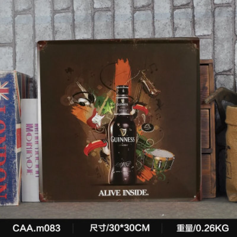 GUINNESS ALIVE INSIDE большая винтажная металлическая картина плакат Настенная Наклейка