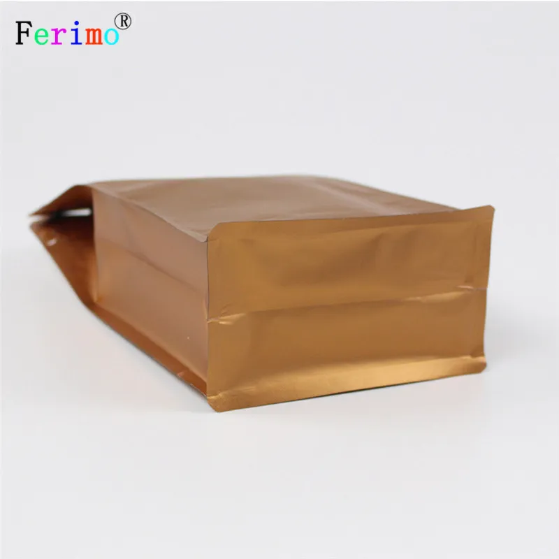 100pcs 13.5x26.5cm High Quality Gold Eight Side Zipper Organ Bag Metallic Mylar Big Aluminum Foil Air Valve Zip Lock Bags | Дом и сад