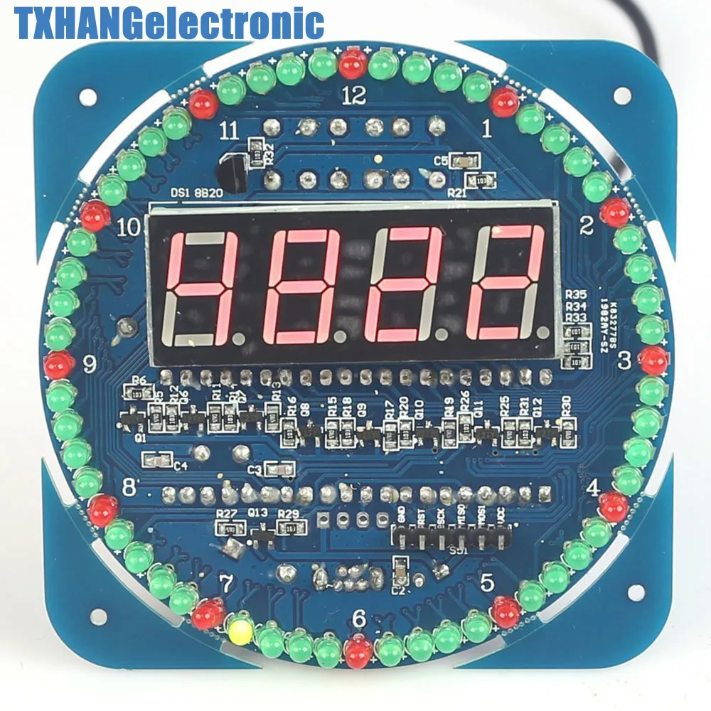 DIY DS1302 вращающийся светодиодный набор электронных цифровых часов 51 SCM обучающая