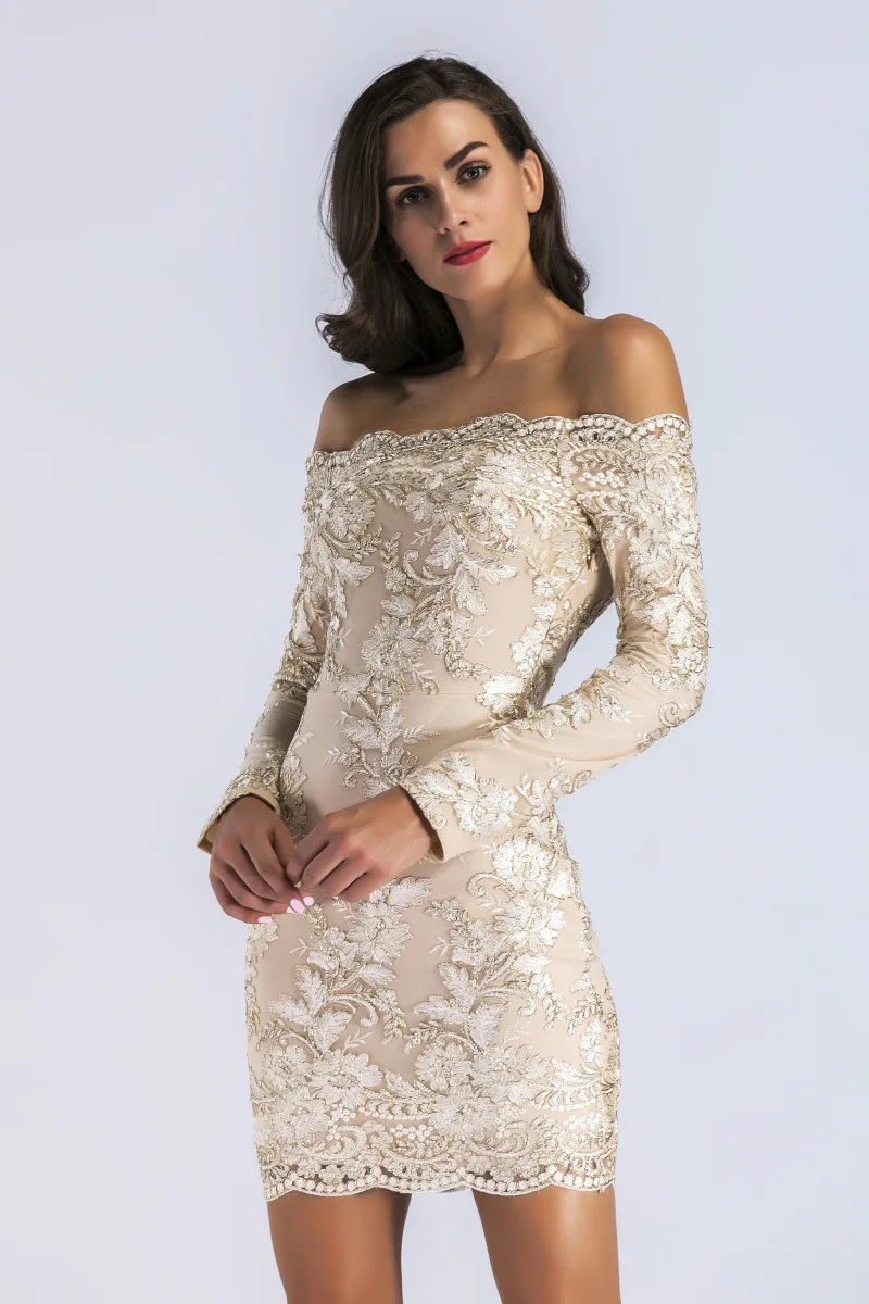 Женское облегающее платье с блестками элегантное винтажное вышивкой в стиле