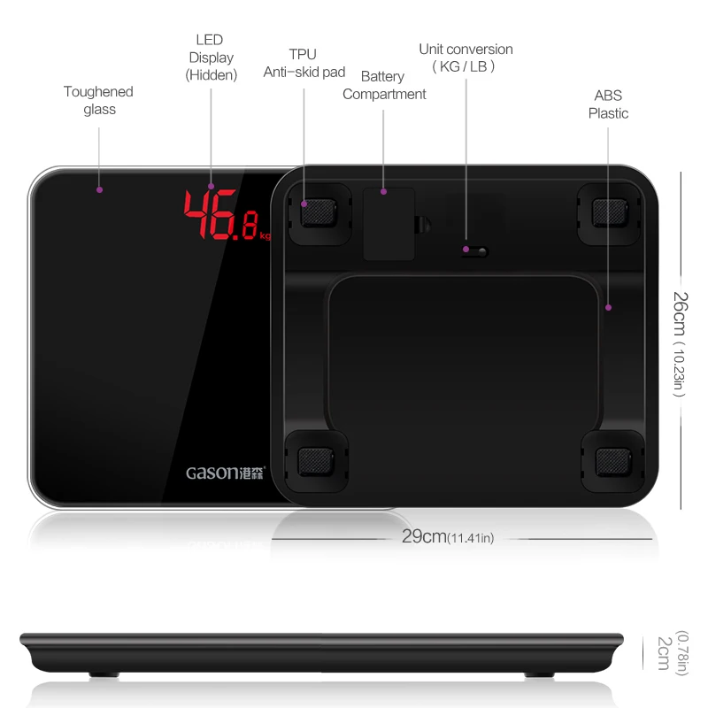 GASON A3s Весы напольные LED дисплей Закаленное стекло 180кг|bathroom body scales|body scalescales |