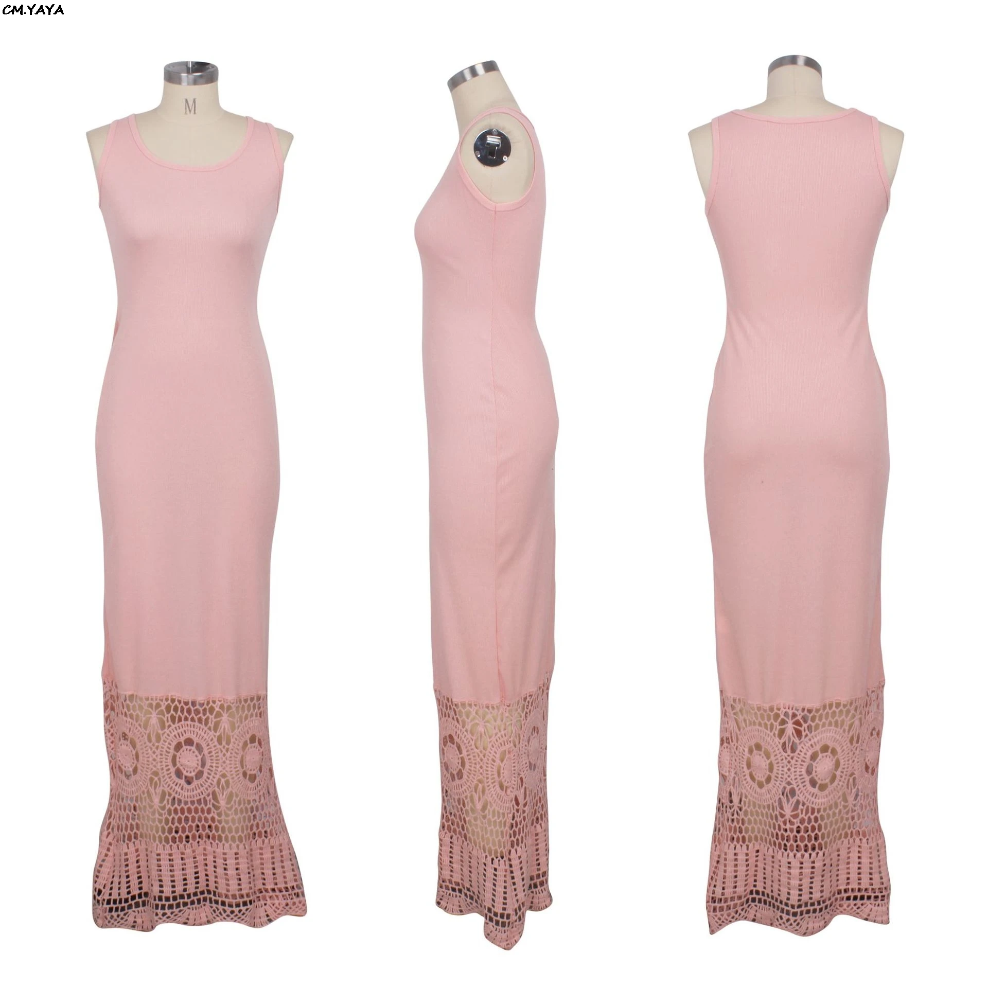 Новинка 2019 женское летнее трикотажное Кружевное облегающее платье макси без