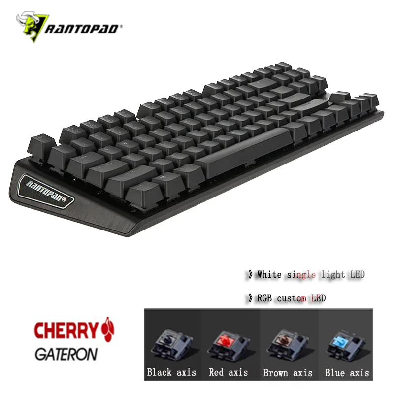 Rantopad MXX Cherry/GATERON Механическая игровая клавиатура 87-Key Deluxe Edition 4 Axis aluminum Cover белый одноцветный RGB светодиодный